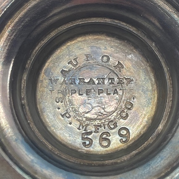 Aurora Antique Silver Triple Plate Candlestick Holder Ornate Floral Metal 5" - Picture 5 of 12